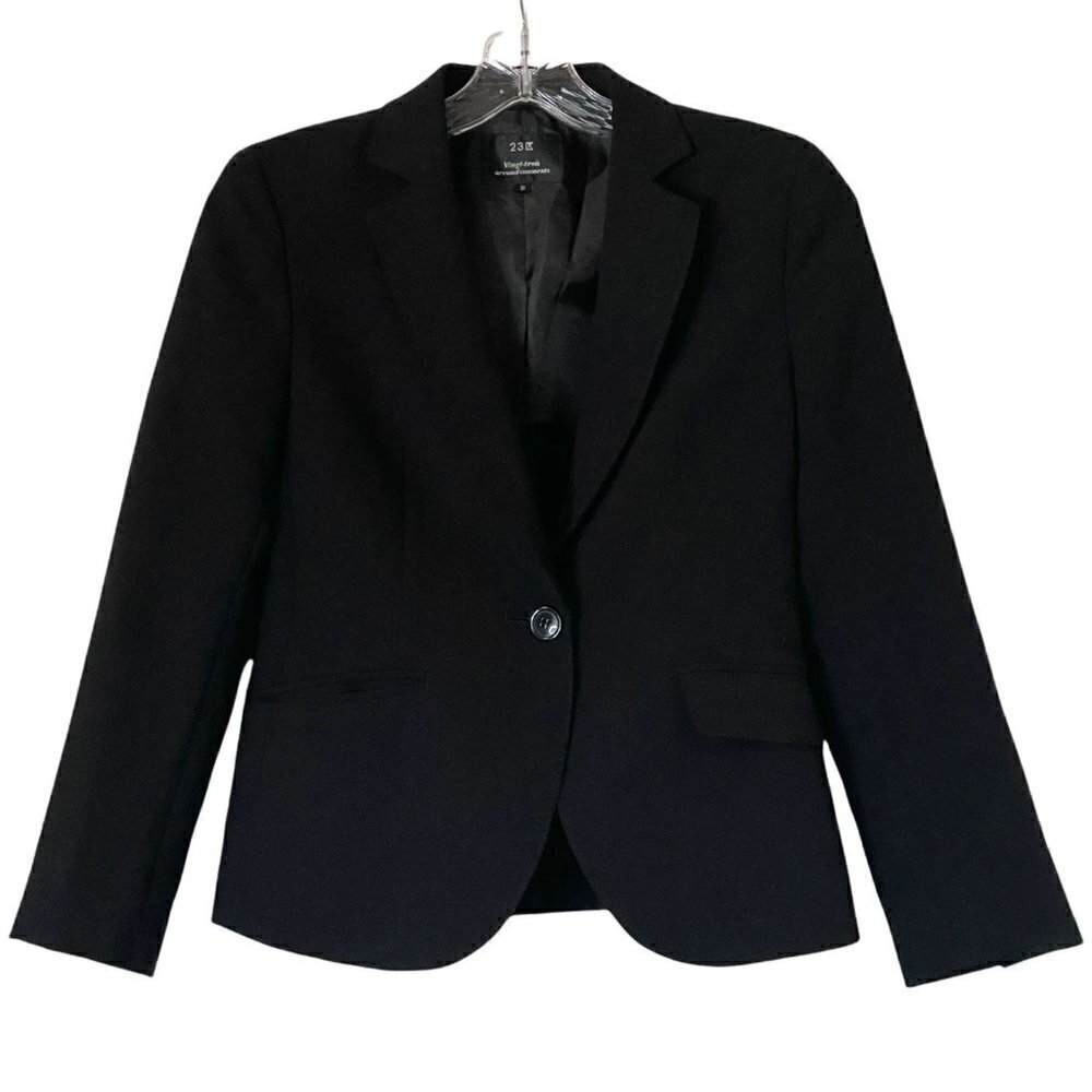 🌺 23 Vingt-Trois Arrondissements Single-Button Black Work Blazer Size 32 (XS)